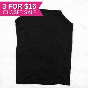 Naked Wardrobe Black Tank Crop Top XS Sleeveless Backless Knit Stretch Shirt